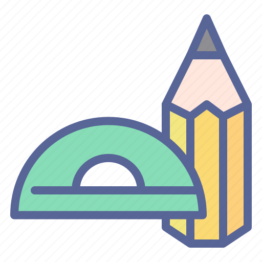 Angle, geometry, draw, architect, protractor, pencil icon - Download on Iconfinder