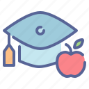 education, mortarboard, graduation, knowledge, school, apple