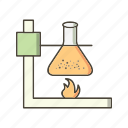 experiment, fire under flask, flask stand
