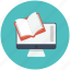 book, computer, graduation, online education, online graduation, online study icon 