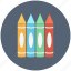 colours, crayons, pencil, school, supplies icon 