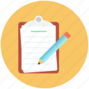 draft, list, note, notepad icon, pencil 