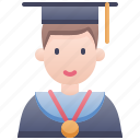 boy, graduation, child, user, cap, avatar