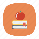 apple, bookmark, books, graduate, graduation, knowledge, library