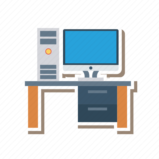 Computer, desk, device, office, power, table, technology icon - Download on Iconfinder