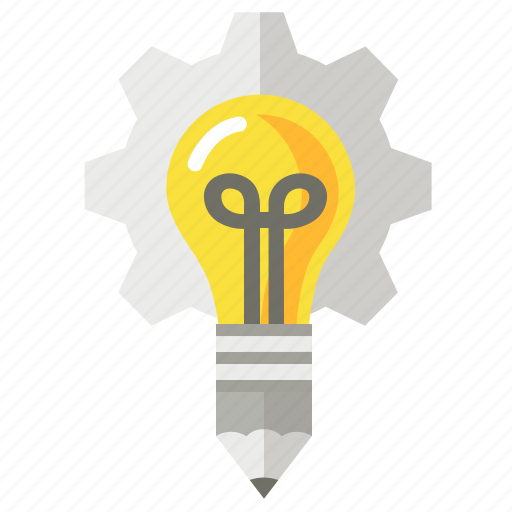 Cogwheel, creativity, lightbulb, pen icon - Download on Iconfinder