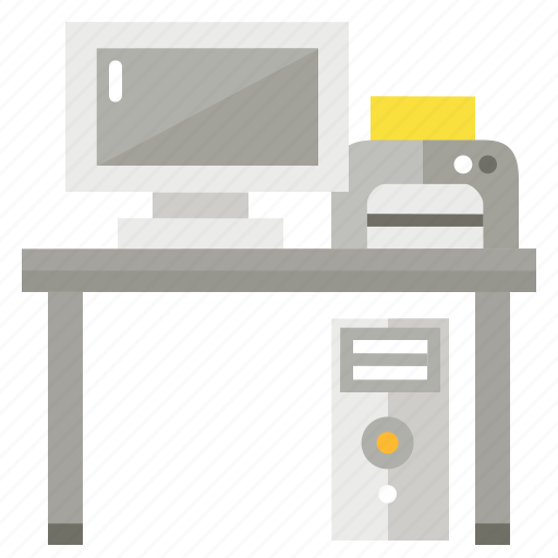 Computer, desk, printer, workplace icon - Download on Iconfinder