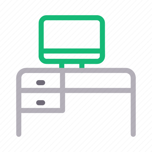 Computer, desk, drawer, lcd, table icon - Download on Iconfinder