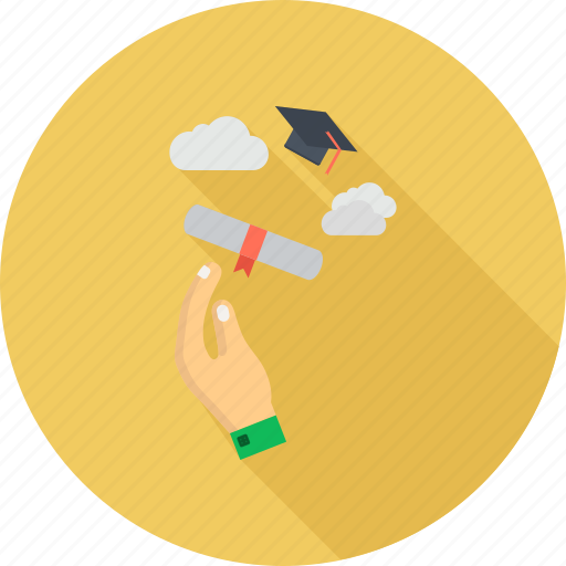 Certificate, degree, diploma, education, graduate, graduation, hand icon - Download on Iconfinder