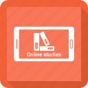 book, cell phone, mobile, online study, phone i