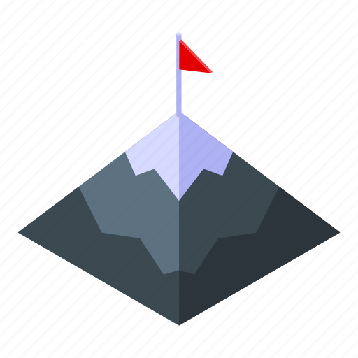 Mountain, target, effort, isometric icon - Download on Iconfinder