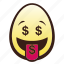 easter, egg, emoji, face, head, money, mouth 