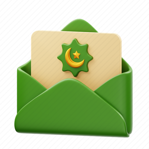 Eid, mubarak, greeting, message, ramadan, mail, card 3D illustration - Download on Iconfinder