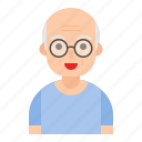 avatar, glasses, bald, hairless, old man, senior, elderly