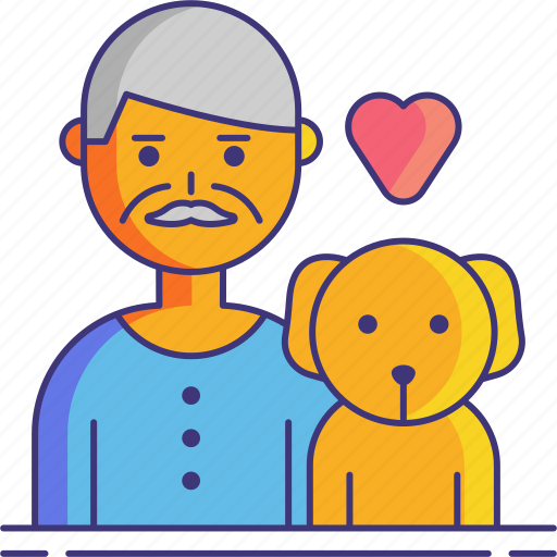 Pet, therapy, dog, old, man icon - Download on Iconfinder