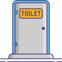 portable, toilet, door, sign