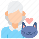 pet, therapy, cat, female, old woman, elderly