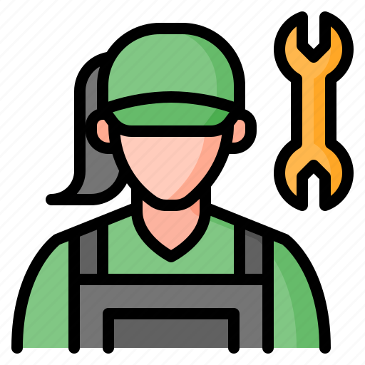 Technician, mechanic, handywoman, woman, female, avatar, car service icon - Download on Iconfinder