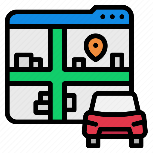 Car, gps, pin, map, website, navigator icon - Download on Iconfinder
