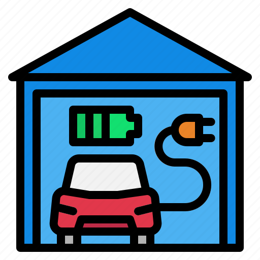Garage, charger, car, ev, electric, transportation icon - Download on Iconfinder