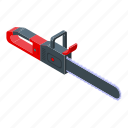 electric, chainsaw, isometric
