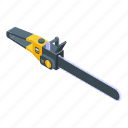 long, electric, chainsaw, isometric