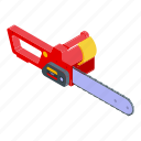 power, electric, chainsaw, isometric