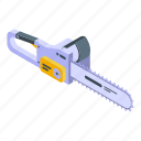 metal, electric, chainsaw, isometric