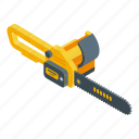 modern, electric, chainsaw, isometric