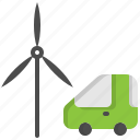 car, charge, clean, eco, electric, vehicle, wind turbine