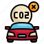 no, carbon, car, electric, vehicle, pollution, ev icon 