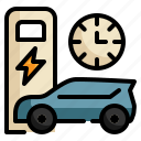 time, charger, station, electric, vehicle, ev icon