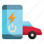 electric, vehicle, car, mobile, application, ev icon 