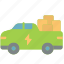 pickup, vehicle, transport, delivery, box, electric, power, charge 