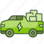 pickup, vehicle, transport, delivery, box, electric, power, charge 