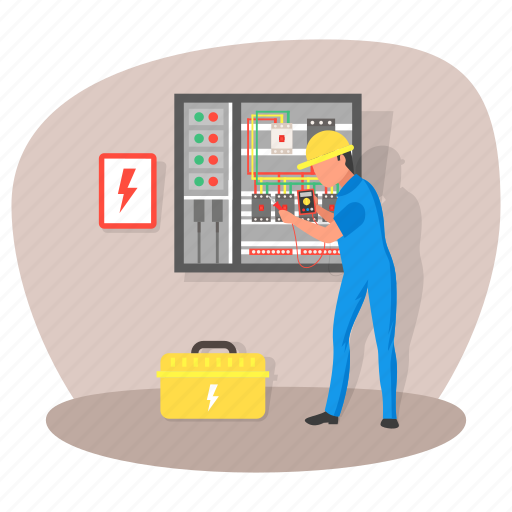 Main board, distribution board, panelboard, breaker panel, electrical panel, technician, electrician icon - Download on Iconfinder