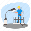 street light, climber, technician, maintenance, electrician