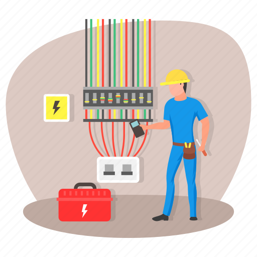 Electrical, maintenance, power wires, toolkit, circuit breakers, electrician, technician icon - Download on Iconfinder