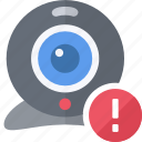webcam, error, warning, alert, caution