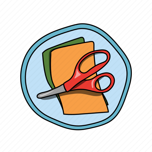 Blue, color, elementary, orange, red, school, scissors icon - Download on Iconfinder