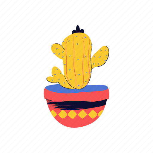 Objects, cactus, decoration, decor, potted, plant, pot icon - Download on Iconfinder