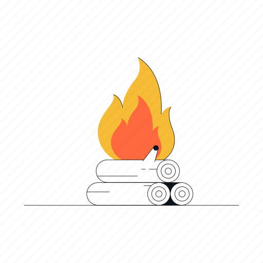 Objects, fire, flame, logs, wood, heat, campfire icon - Download on Iconfinder