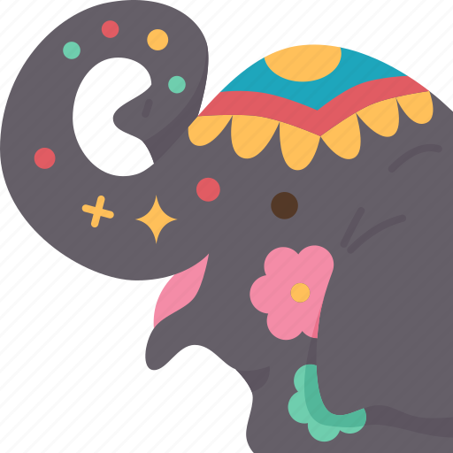 Painted, elephant, art, colorful, wildlife icon - Download on Iconfinder