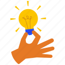 holding light bulb, idea, think, thinking, creative, creativity, hand gesture, art and design 