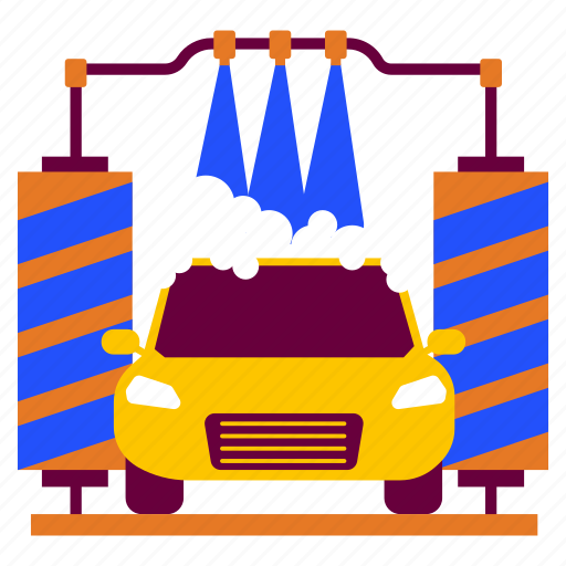 Car wash service, car wash, cleaning, clean, washing, wash, automated illustration - Download on Iconfinder
