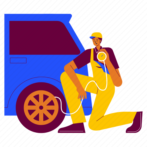Garage worker cleaning car, car wash, cleaning, clean, washing, wash, man illustration - Download on Iconfinder