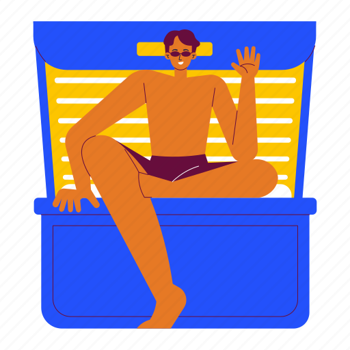 Tanning booth, tan, skin, man, sunbathe, sun tanning, sunbathing illustration - Download on Iconfinder