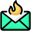 email, envelope, fire, hotmail, inbox, letter, mail 