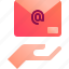 email, envelope, hand, inbox, mail, message 