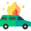 burning, car, taxi, transportation, vehicle 